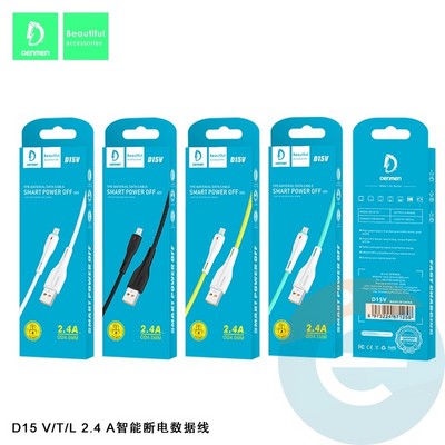 USB кабель Denmen D15V на Micro USB 2.4A 1м желтый - фото 54067