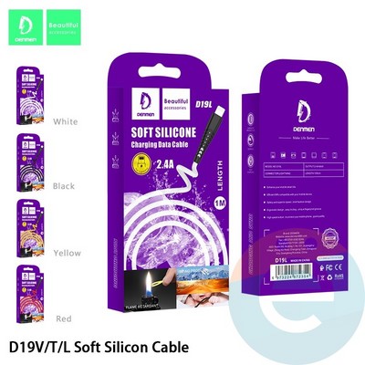 USB кабель Denmen D19L на Lightning 2.4A 1м красный - фото 54092