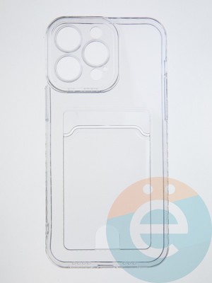 Накладка силиконовая с кардхолдером для Apple iPhone 14 Pro Max прозрачная - фото 55370