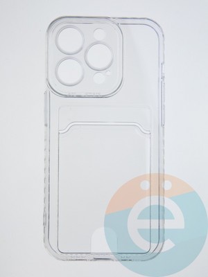 Накладка силиконовая с кардхолдером для Apple iPhone 14 Pro прозрачная - фото 55373