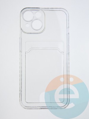 Накладка силиконовая с кардхолдером для Apple iPhone 14 прозрачная - фото 55376