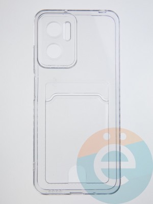 Накладка силиконовая с кардхолдером для Xiaomi Redmi Note 11 E прозрачная - фото 55381