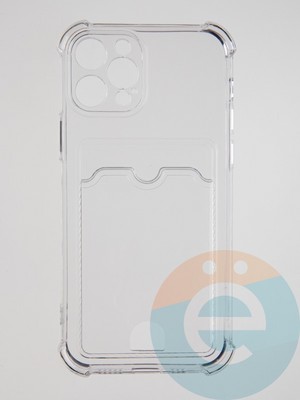 Накладка силиконовая с кардхолдером и усиленными углами для Apple iPhone 12 Pro прозрачная - фото 55918