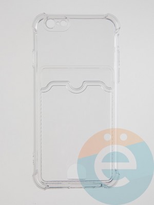 Накладка силиконовая с кардхолдером и усиленными углами для Apple iPhone 6/6S прозрачная - фото 55949