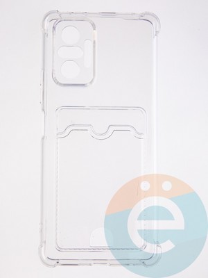 Накладка силиконовая с кардхолдером и усиленными углами для Xiaomi Redmi Note 10 Pro 4G прозрачная - фото 59457