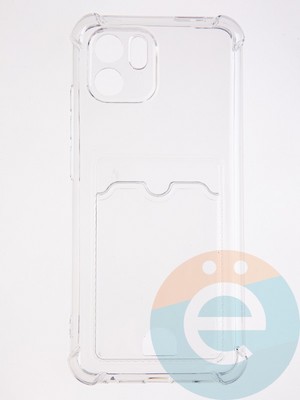 Накладка силиконовая с кардхолдером и усиленными углами для Xiaomi Redmi A1 прозрачная - фото 58788