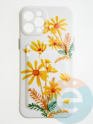Накладка силиконовая Summer с кардхолдером для Apple iPhone 12 Pro Max бежевая - фото 58826