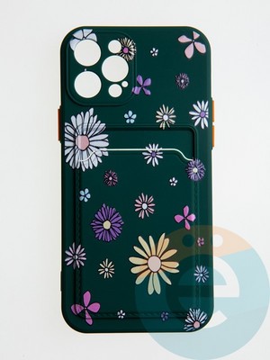Накладка силиконовая Summer с кардхолдером для Apple iPhone 12 Pro зеленая - фото 58837