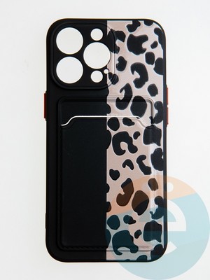 Накладка силиконовая Summer с кардхолдером для Apple iPhone 13 Pro черная - фото 58880