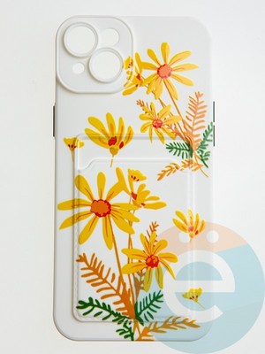 Накладка силиконовая Summer с кардхолдером для Apple iPhone 14 Plus бежевая - фото 58892