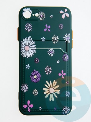 Накладка силиконовая Summer с кардхолдером для Apple iPhone 7/8/SE 2020 зеленая - фото 58946