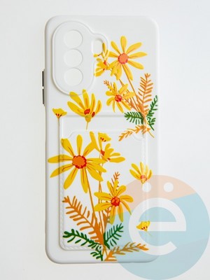 Накладка силиконовая Summer с кардхолдером для Huawei Nova Y70 бежевая - фото 58988
