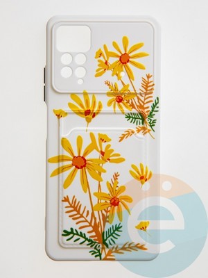 Накладка силиконовая Summer с кардхолдером для Poco X4 Pro бежевая - фото 59105