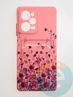 Накладка силиконовая Summer с кардхолдером для Poco X5 Pro розовая - фото 59118