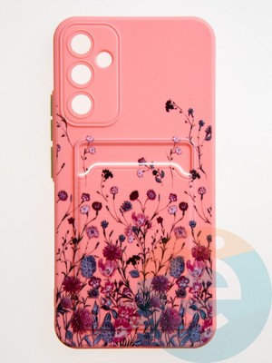 Накладка силиконовая Summer с кардхолдером для Samsung Galaxy A34 розовая - фото 59225