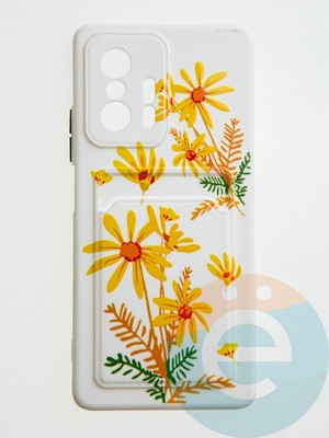 Накладка силиконовая Summer с кардхолдером для Xiaomi Mi 11T бежевая - фото 59291