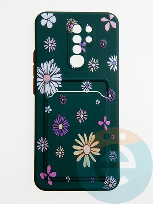 Накладка силиконовая Summer с кардхолдером для Xiaomi Redmi 9 зеленая - фото 59347