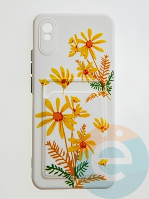 Накладка силиконовая Summer с кардхолдером для Xiaomi Redmi 9A бежевая - фото 59353