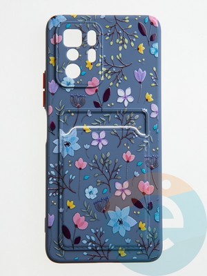 Накладка силиконовая Summer с кардхолдером для Xiaomi Redmi Note 10 Pro 5G синяя - фото 59388