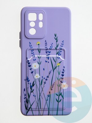 Накладка силиконовая Summer с кардхолдером для Xiaomi Redmi Note 10 Pro 5G сиреневая - фото 59389