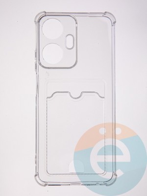 Накладка силиконовая с кардхолдером и усиленными углами для Realme C55 прозрачная - фото 61716