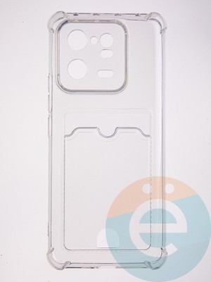 Накладка силиконовая с кардхолдером и усиленными углами для Xiaomi Mi 13 Pro прозрачная - фото 61728