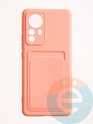 Накладка Soft touch с кармашком для Xiaomi Mi 12 Pro розовая - фото 61809