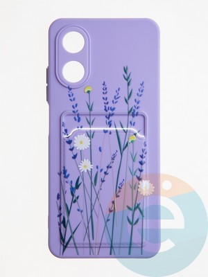 Накладка силиконовая Summer с кардхолдером для Oppo A17K сиреневая - фото 62146