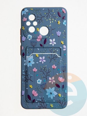 Накладка силиконовая Summer с кардхолдером для Xiaomi Redmi 12C/Poco C55 синяя - фото 62250