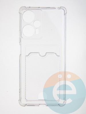 Накладка силиконовая с кардхолдером и усиленными углами для Poco F5 прозрачная - фото 62627