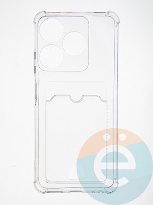 Накладка силиконовая с кардхолдером и усиленными углами для Tecno Spark 10 прозрачная - фото 62634