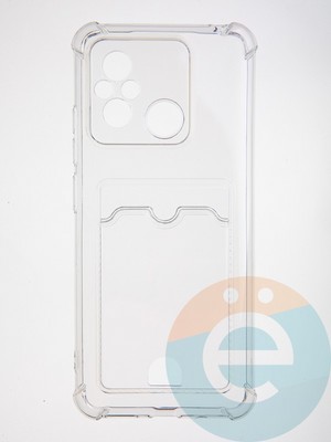 Накладка силиконовая с кардхолдером и усиленными углами для Xiaomi Redmi 12C прозрачная - фото 62658