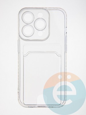 Накладка силиконовая с кардхолдером для Apple iPhone 15 Pro прозрачная - фото 62660