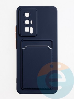 Накладка силиконовая Winter с кардхолдером для Poco F5 Pro синяя - фото 62876