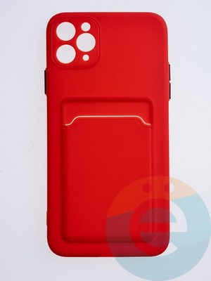 Накладка силиконовая Winter с кардхолдером для Apple iPhone 11 Pro Max красная - фото 63028
