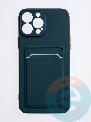 Накладка силиконовая Winter с кардхолдером для Apple iPhone 13 Pro Max зеленая - фото 63101