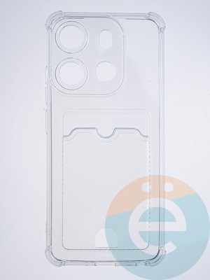 Накладка силиконовая с кардхолдером и усиленными углами для Tecno Spark GO 2023 прозрачная - фото 63853