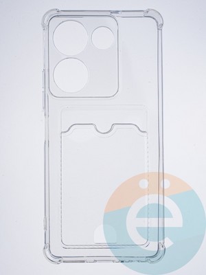 Накладка силиконовая с кардхолдером и усиленными углами для Tecno Camon 20 Pro прозрачная - фото 64024
