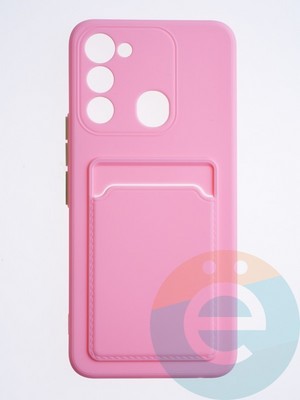 Накладка силиконовая Winter с кардхолдером для Tecno Spark 8C розовая - фото 64324
