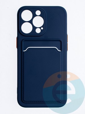 Накладка силиконовая Winter с кардхолдером для Apple iPhone 13 Pro синяя - фото 64486