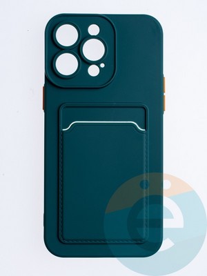 Накладка силиконовая Winter с кардхолдером для Apple iPhone 14 Pro Max зеленая - фото 64502