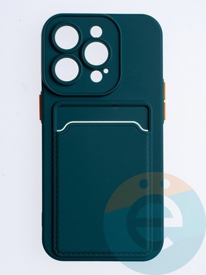 Накладка силиконовая Winter с кардхолдером для Apple iPhone 14 Pro зеленая - фото 64530