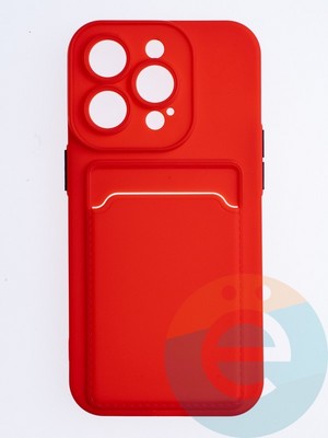 Накладка силиконовая Winter с кардхолдером для Apple iPhone 14 Pro красная - фото 64534