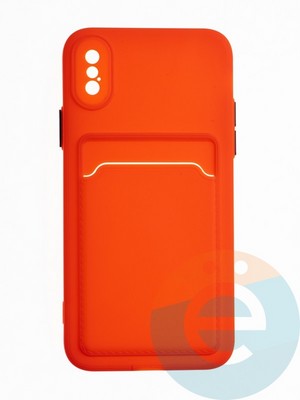 Накладка силиконовая Winter с кардхолдером для Apple iPhone X/XS красная - фото 64772