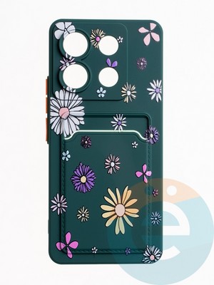 Накладка силиконовая Summer с кардхолдером для Xiaomi Redmi Note 13 Pro зеленая - фото 64837