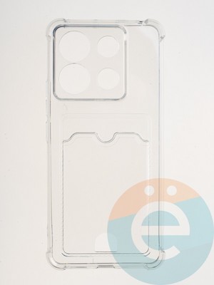 Накладка силиконовая с кардхолдером и усиленными углами для Xiaomi Redmi Note 13 Pro прозрачная - фото 64878