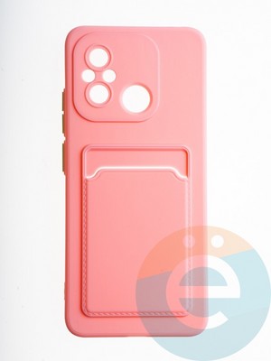 Накладка силиконовая Winter с кардхолдером для Xiaomi Redmi12C/Poco C55 розовая - фото 65655