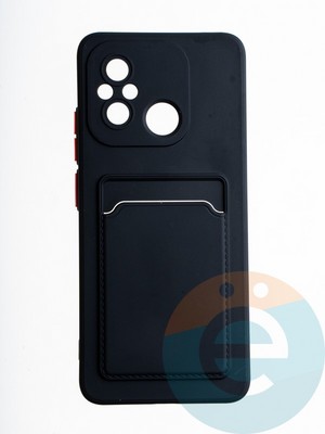 Накладка силиконовая Winter с кардхолдером для Xiaomi Redmi12C/Poco C55 черная - фото 65662