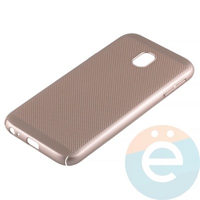 Накладка пластиковая перфорированная на Samsung Galaxy J3 SM-J330 (2017) золотистая - фото 12652
