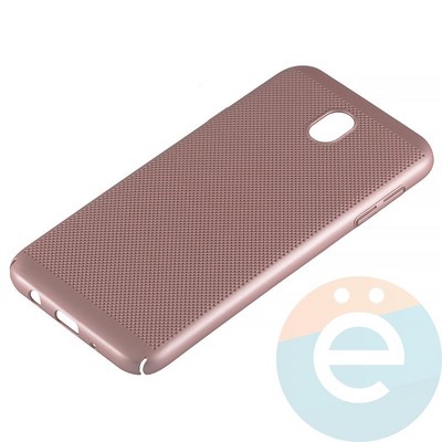 Накладка пластиковая перфорированная на Samsung Galaxy J7 SM-J720/730 (2017) розовая - фото 15105